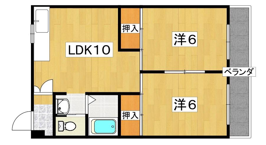 ハイクレスト光善寺(2LDK/1階)の間取り写真