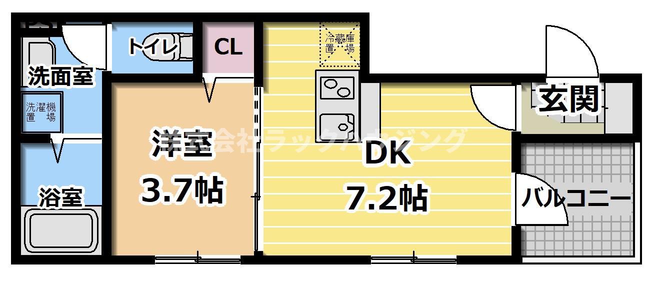 ハーモニーテラス新森(1DK/2階)の間取り写真
