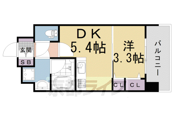 クレアドーレ京都二条(1DK/5階)の間取り写真