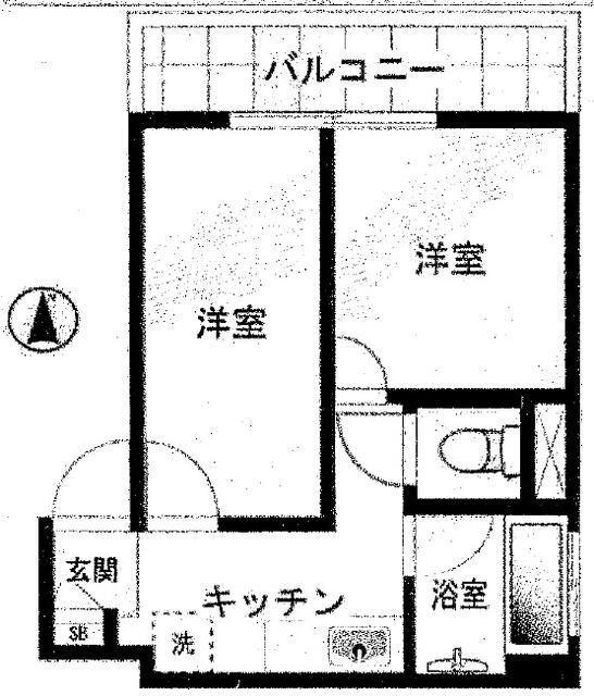 目白グローリーマンション(2K/3階)の間取り写真
