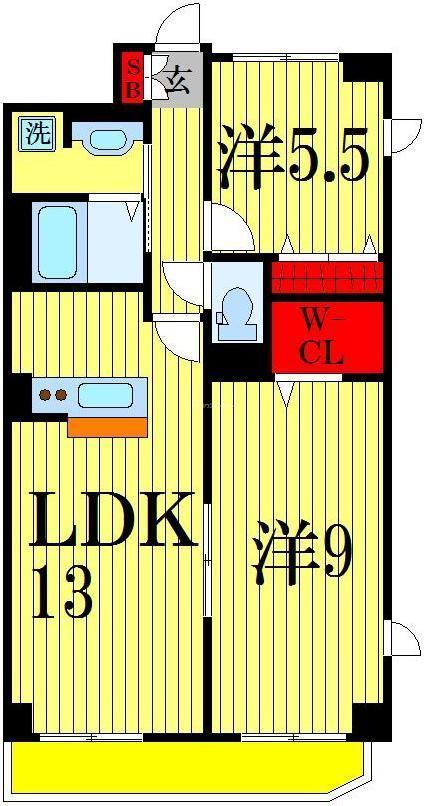 ディナモ・ボア(2LDK/7階)の間取り写真
