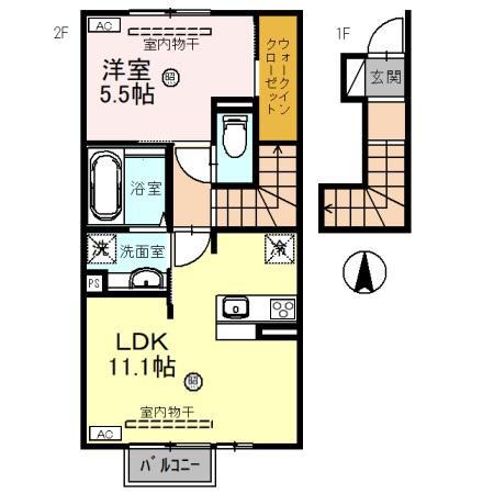 メディオカーサY(1LDK/2階)の間取り写真