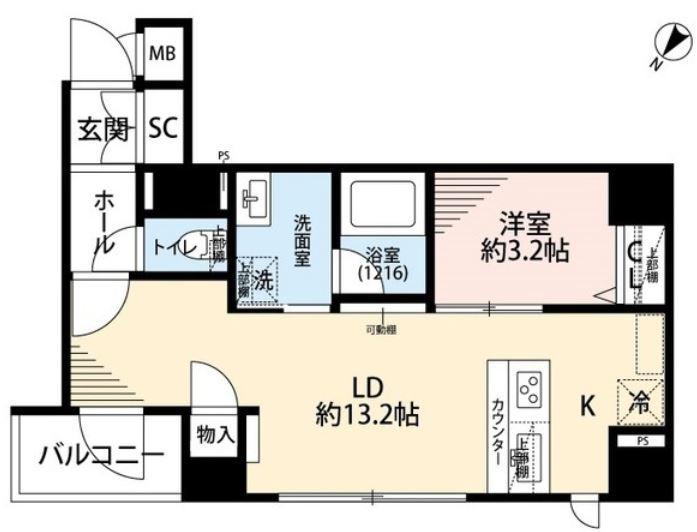 プレール・ドゥーク日本橋浜町(1LDK/4階)の間取り写真