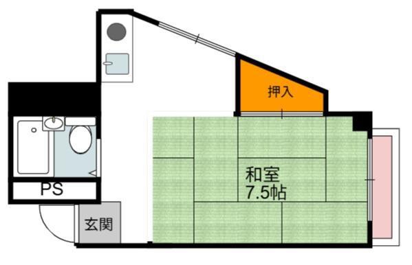衛藤ハイツ(ワンルーム/3階)の間取り写真