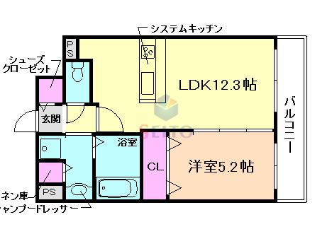 プレスティージュ新大阪(1LDK/1階)の間取り写真