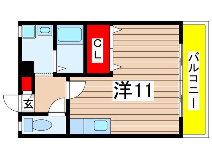 レジデンス蘇我(ワンルーム/1階)の間取り写真