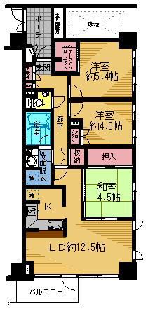 グランドメゾン府中(3LDK/12階)の間取り写真
