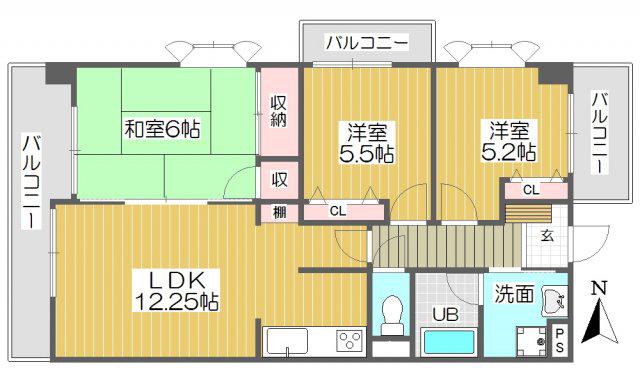 フォーラム立石(3LDK/2階)の間取り写真