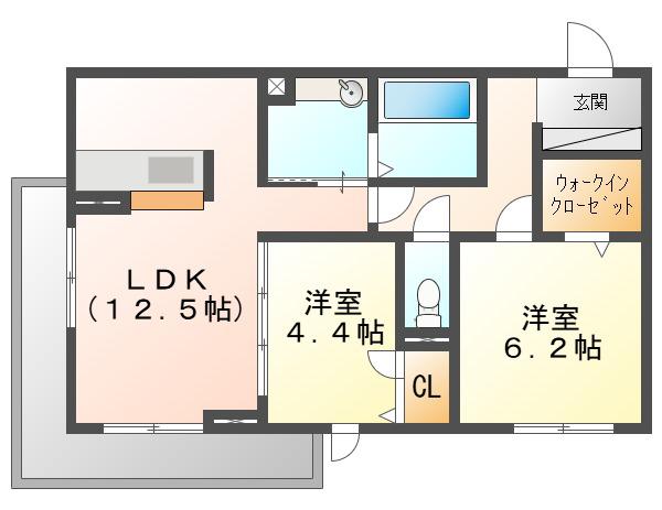 アネックスV(2LDK/1階)の間取り写真