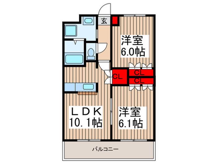 ディア フレンドKOIZUMI(2LDK/3階)の間取り写真
