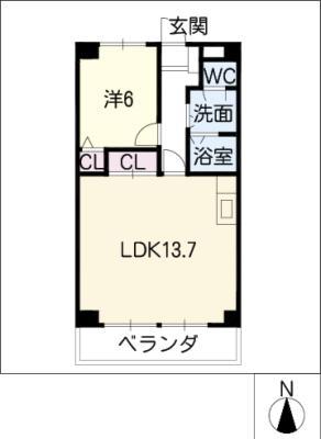 モラリス豊(1LDK/3階)の間取り写真