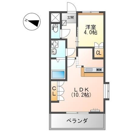 ロイヤルパークサイド(1LDK/2階)の間取り写真