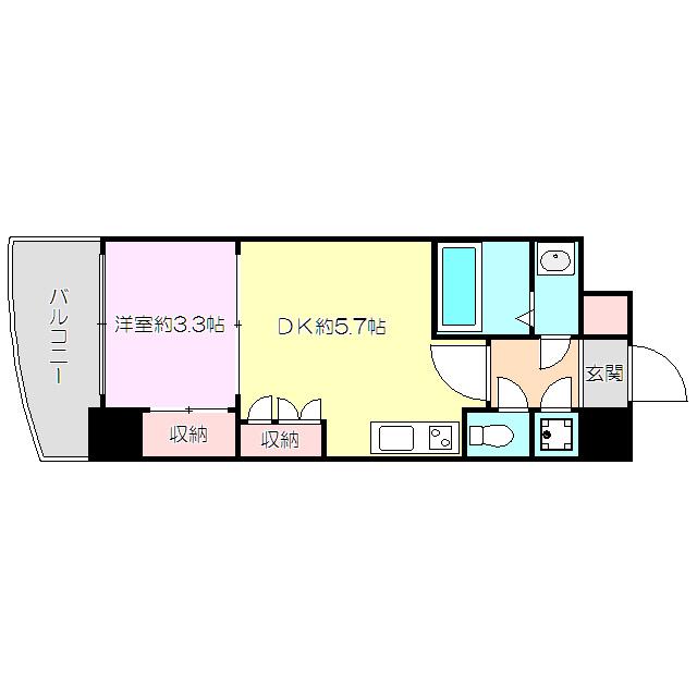 セレニテ新大阪カルム(1DK/13階)の間取り写真