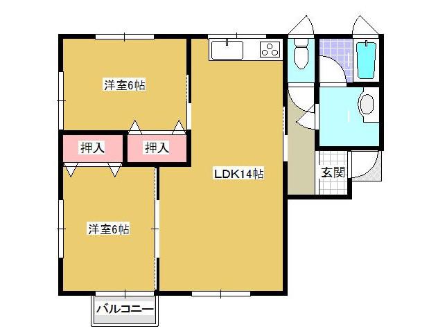 〇シャルム城北1(2LDK/1階)の間取り写真