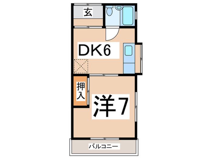 ハイツ福島(1DK/2階)の間取り写真