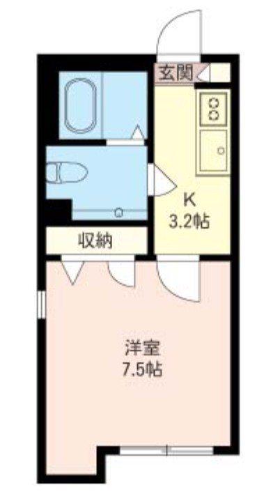 京王線 分倍河原駅 徒歩7分 3階建 築23年(1K/1階)の間取り写真