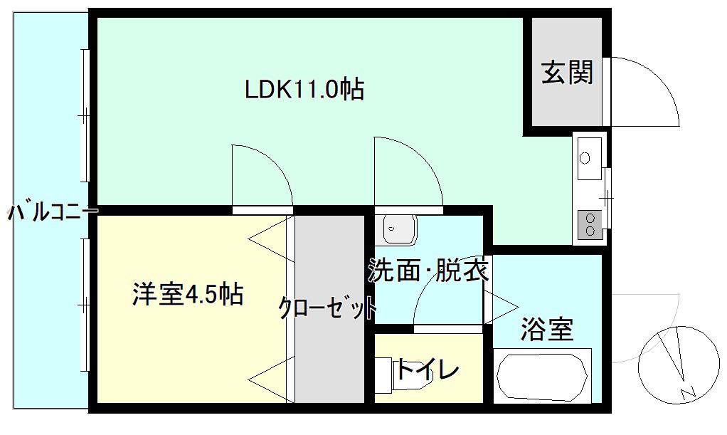 中央ダイナミックコーポNO.1(1LDK/2階)の間取り写真