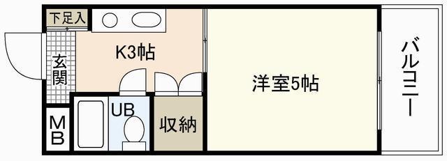第5若宮ビル(1K/8階)の間取り写真