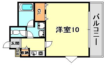 みなみハイツ(1K/2階)の間取り写真
