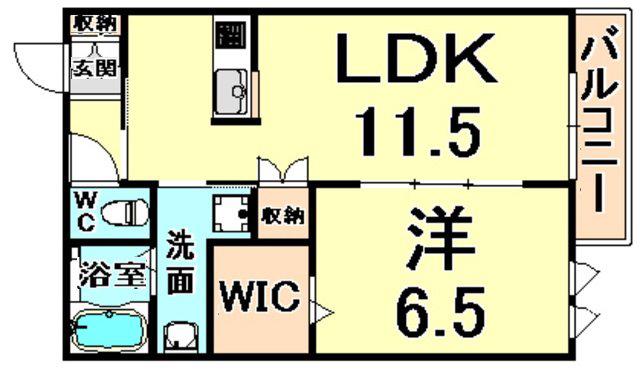 プロヴァンスコート(1LDK/2階)の間取り写真