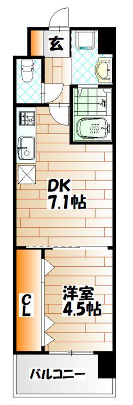 プレミア片野(1DK/2階)の間取り写真