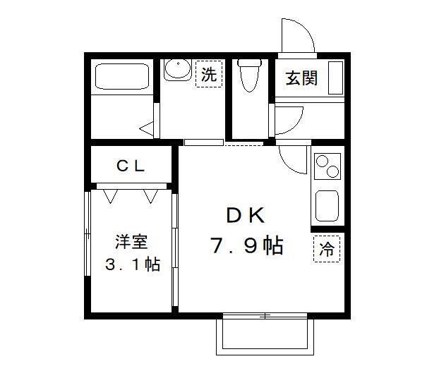 ドルフK-3(1LDK/2階)の間取り写真