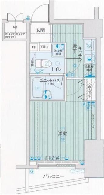 メインステージ東日本橋Ⅱ(1K/4階)の間取り写真