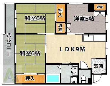 神和マンション(3LDK/2階)の間取り写真