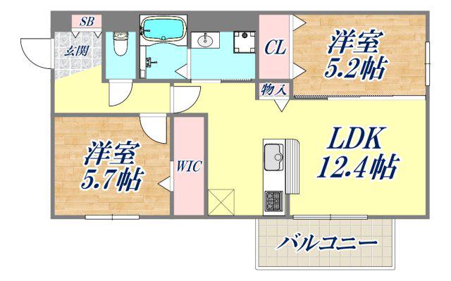 VALLE ALTA(2LDK/1階)の間取り写真