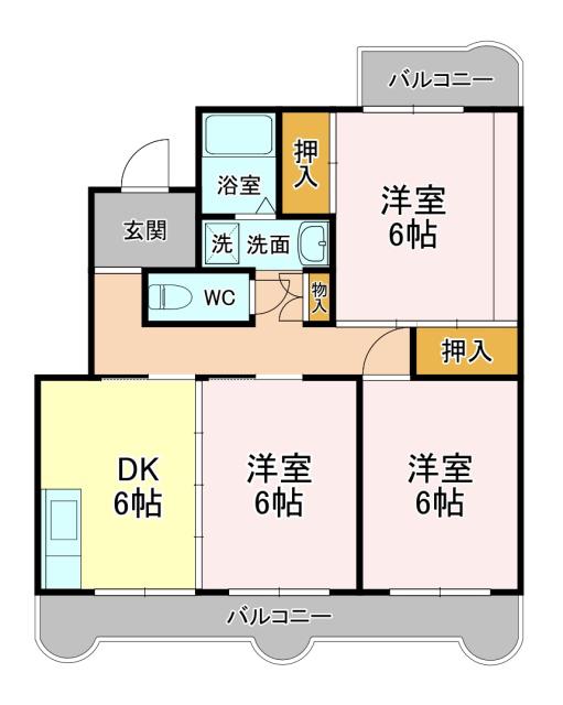 グランヴェール伏見I(3DK/2階)の間取り写真