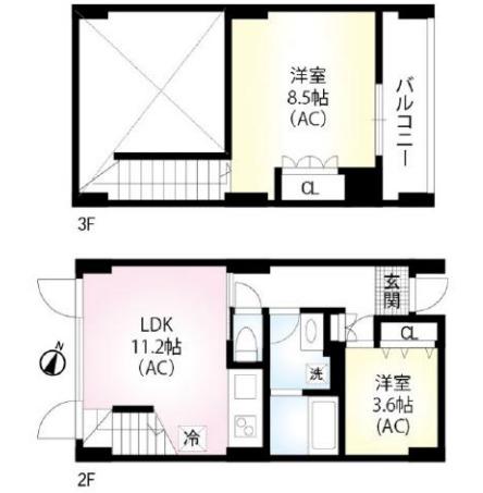 セリシエール神楽坂南町(2LDK/2階)の間取り写真