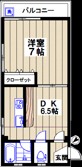 Fハウス(1DK/2階)の間取り写真