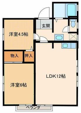 フレグランスこかわC(2LDK/2階)の間取り写真