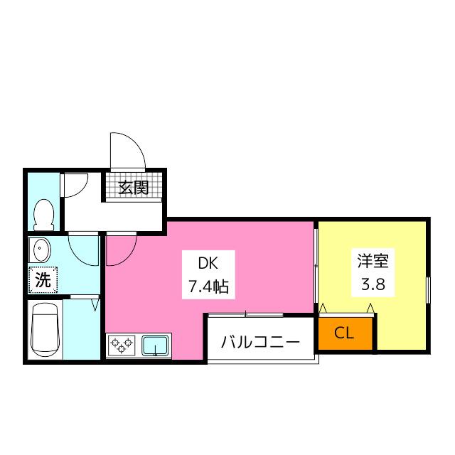 横手南町AP A棟(1DK/3階)の間取り写真