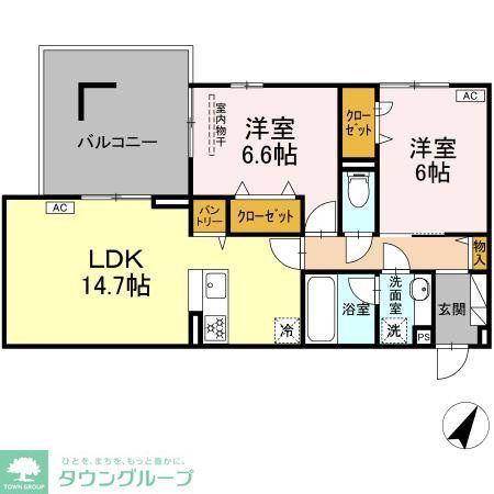 フェリーチェ(2LDK/2階)の間取り写真