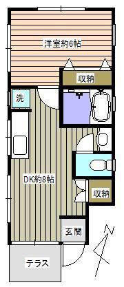 フラッツあだち(1DK/1階)の間取り写真