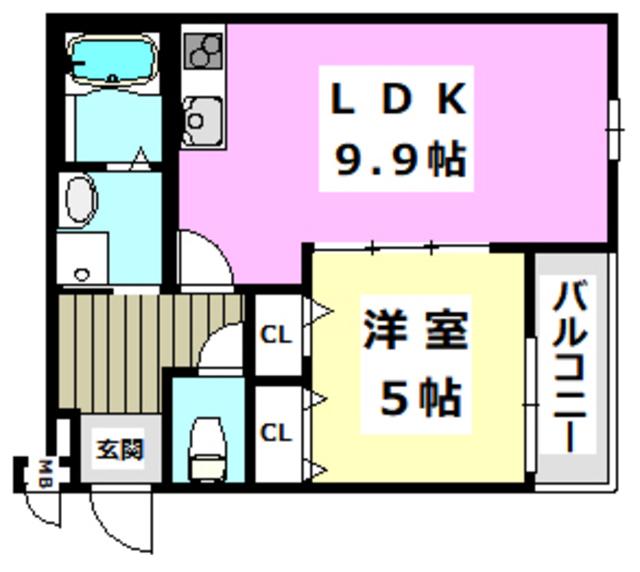 フジパレス正雀本町サウス(1LDK/2階)の間取り写真