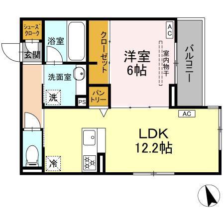 シングレイス(1LDK/3階)の間取り写真
