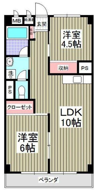リブレス東浦和 旧東浦和ハイツ(2LDK/5階)の間取り写真