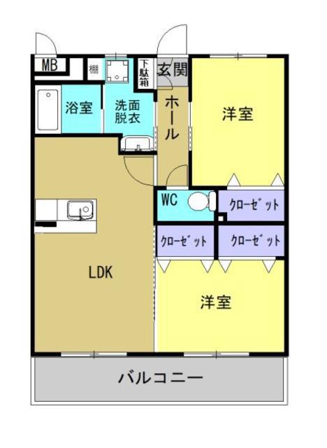 M10 若葉町(2LDK/1階)の間取り写真
