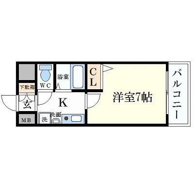 エスリード福島駅前(1K/11階)の間取り写真
