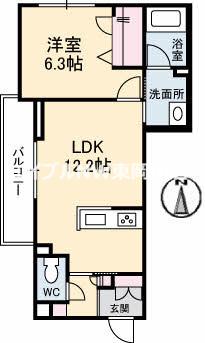 メゾンフェリシア(1LDK/2階)の間取り写真