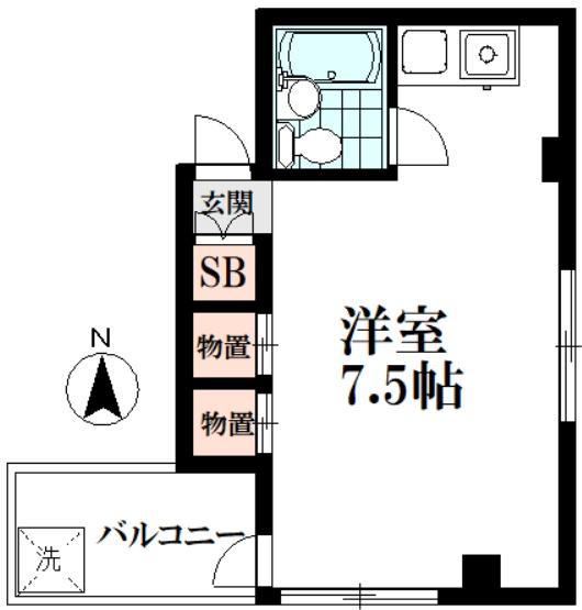 山口ハイツ(ワンルーム/2階)の間取り写真