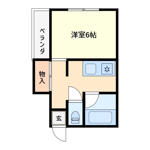 ロイヤル二色(1K/2階)の間取り写真