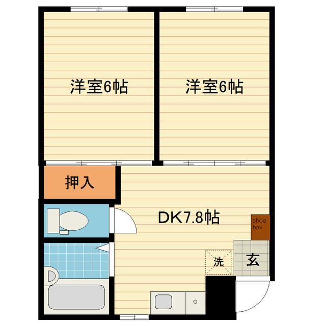 エスポワール中野(2DK/2階)の間取り写真