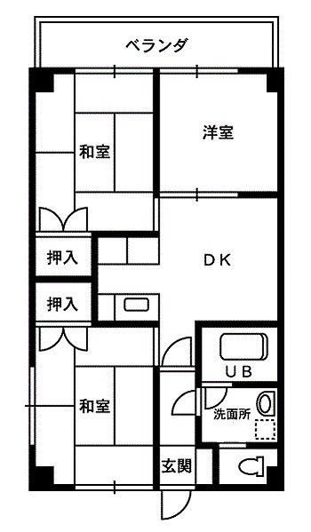 ベイコート津内(3DK/4階)の間取り写真