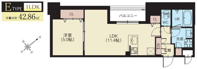 スプランディッド新横浜(1LDK/3階)の間取り写真