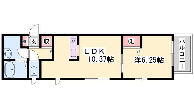 VILLA LUCINA(1LDK/1階)の間取り写真