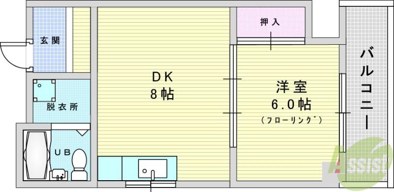 アルトピノ野里(1LDK/6階)の間取り写真