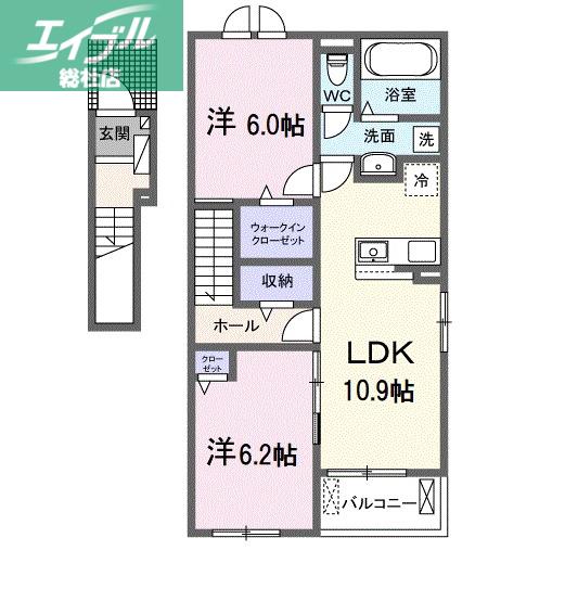 ラヴィベールアイ II(2LDK/2階)の間取り写真